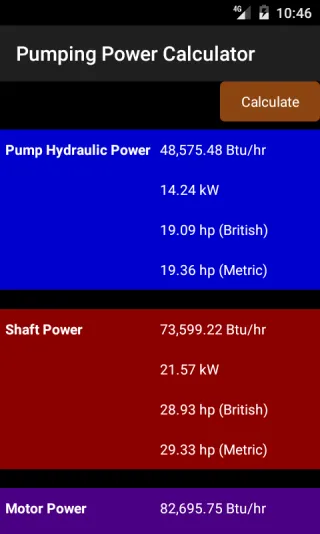 Pumping power calculator Lite | Indus Appstore | Screenshot