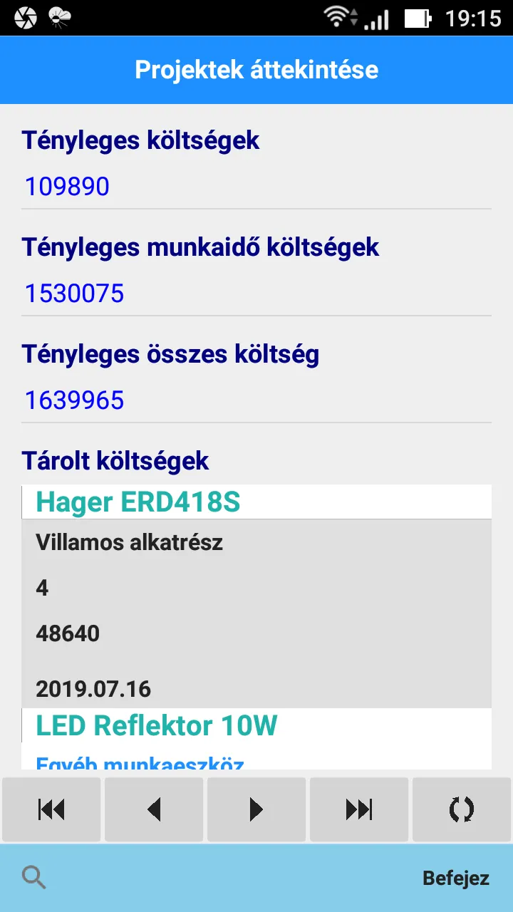 Projekt Költség Nyilvántartó | Indus Appstore | Screenshot