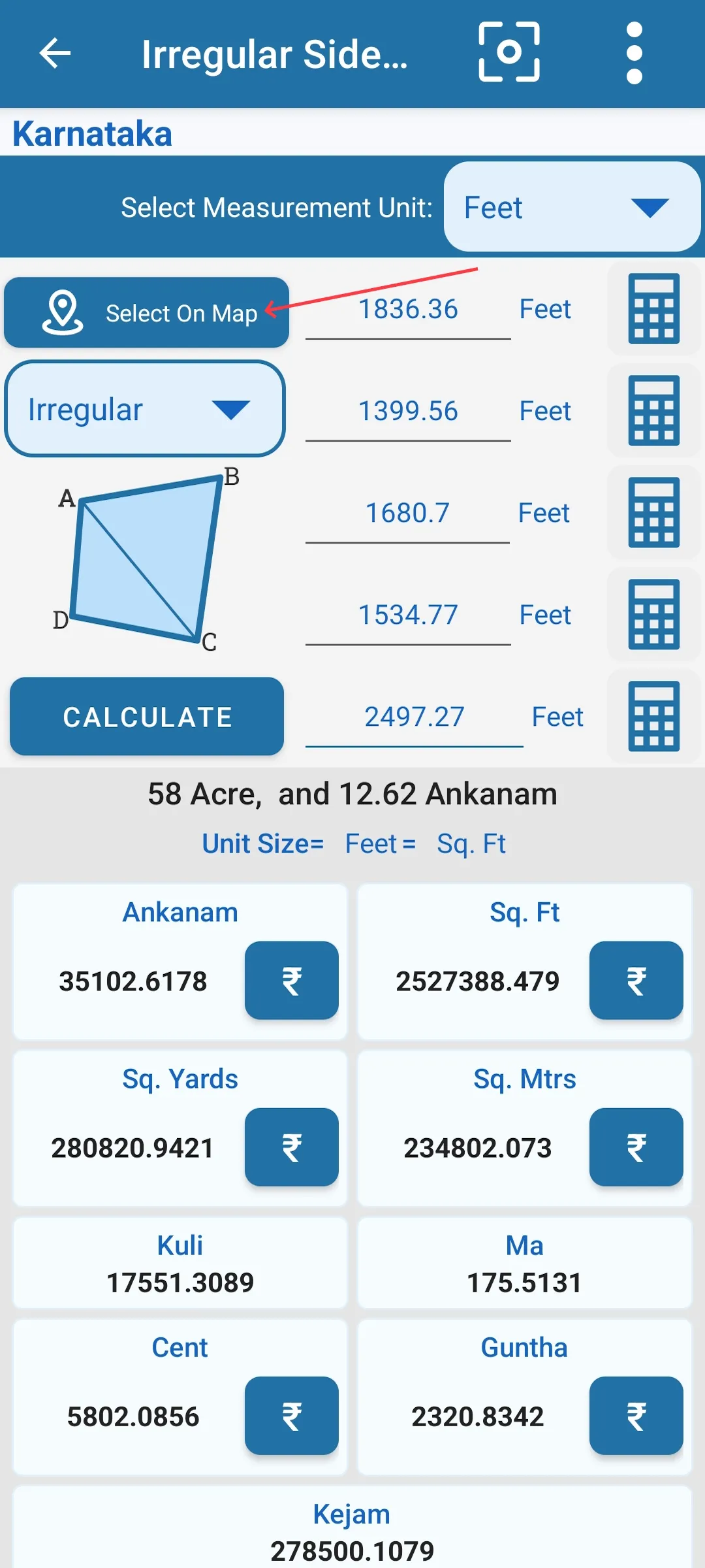 Land Area Calculator | Indus Appstore | Screenshot