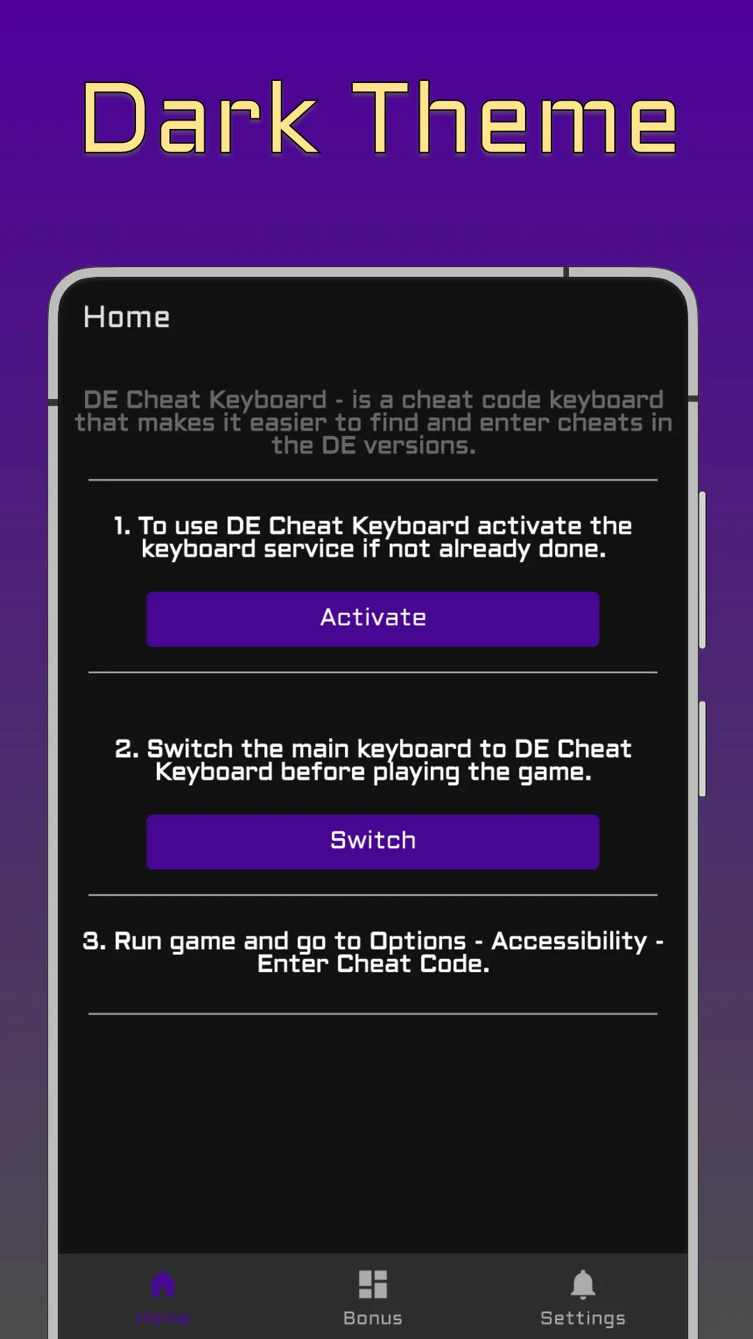 DE Cheat Keyboard | Indus Appstore | Screenshot