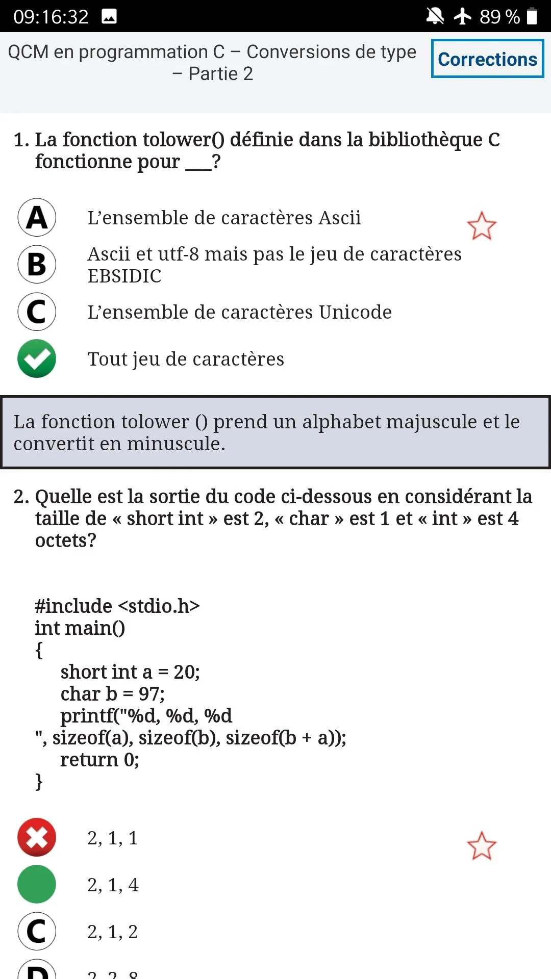 QCM C Entrainement avec explic | Indus Appstore | Screenshot