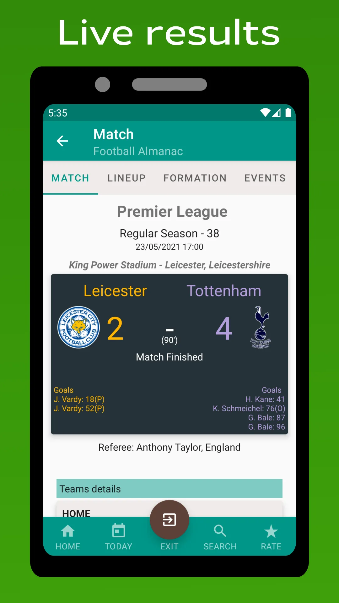 Football results - Almanac | Indus Appstore | Screenshot