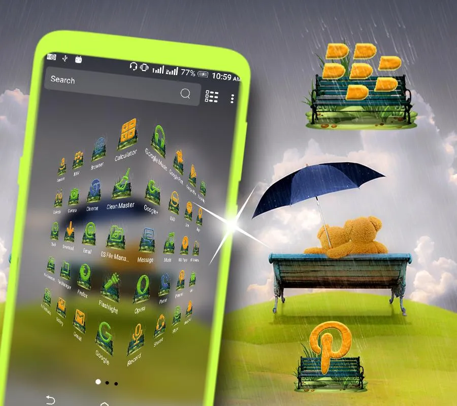 Rainy Teddy Launcher Theme | Indus Appstore | Screenshot