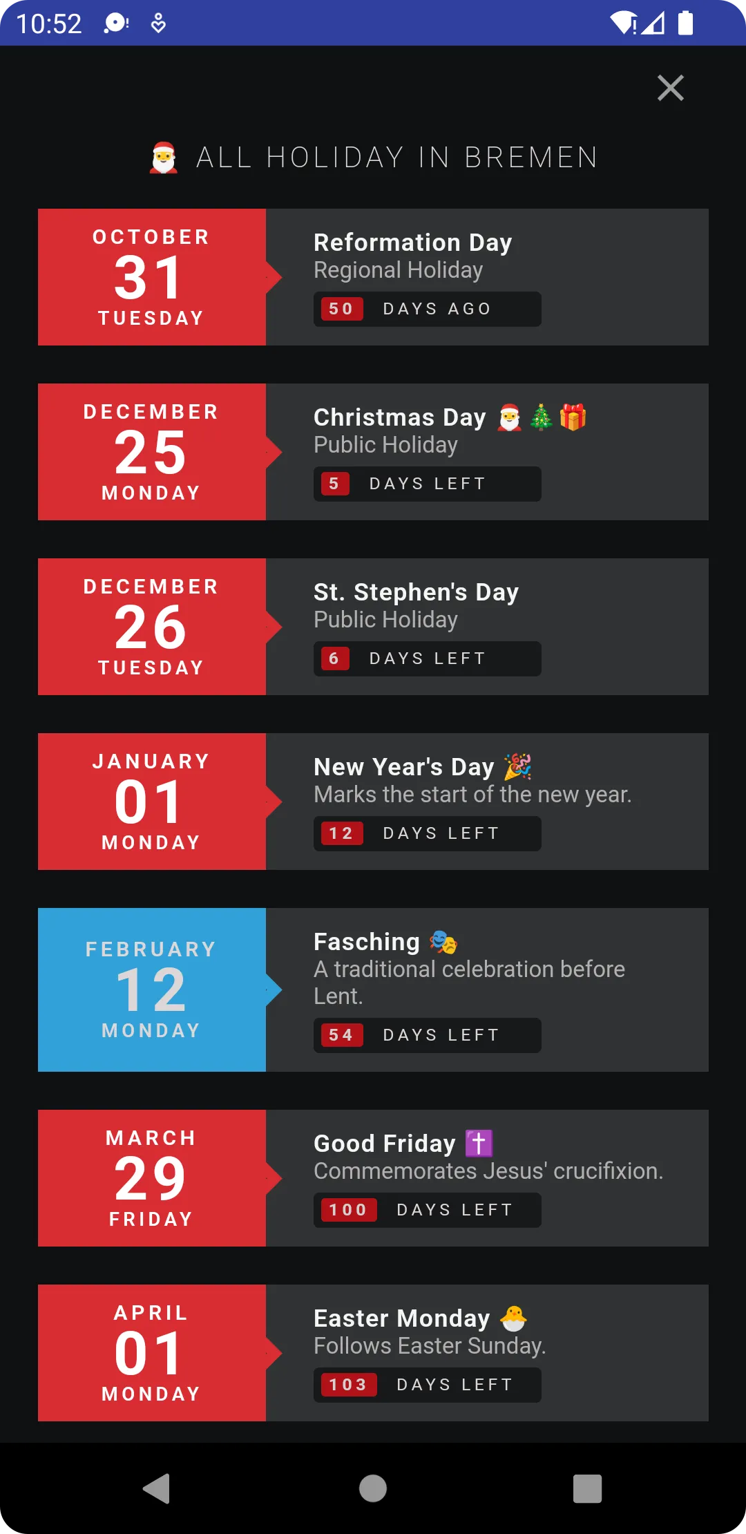 Germany Holiday Calendar | Indus Appstore | Screenshot