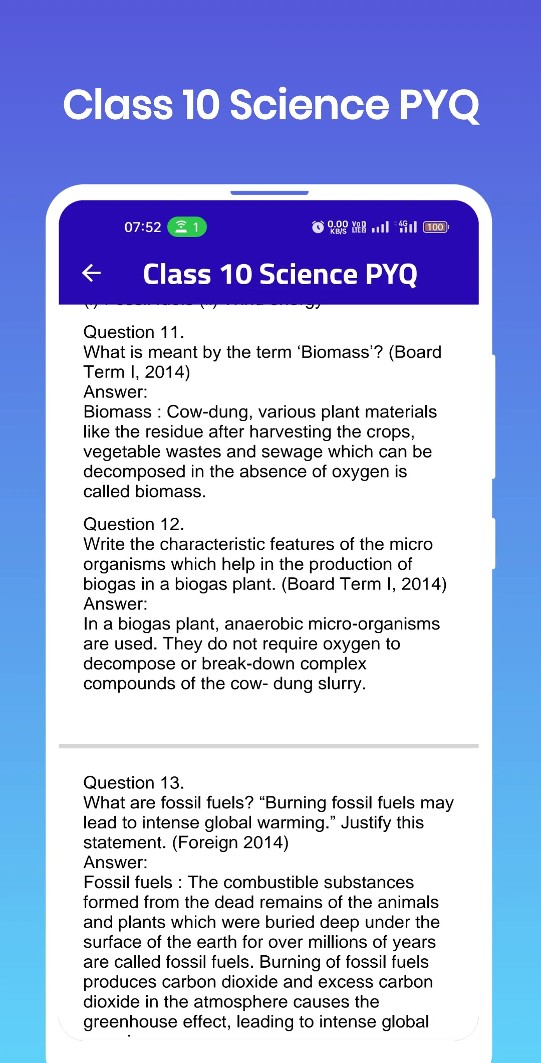 Class 10 Science PYQ | Indus Appstore | Screenshot