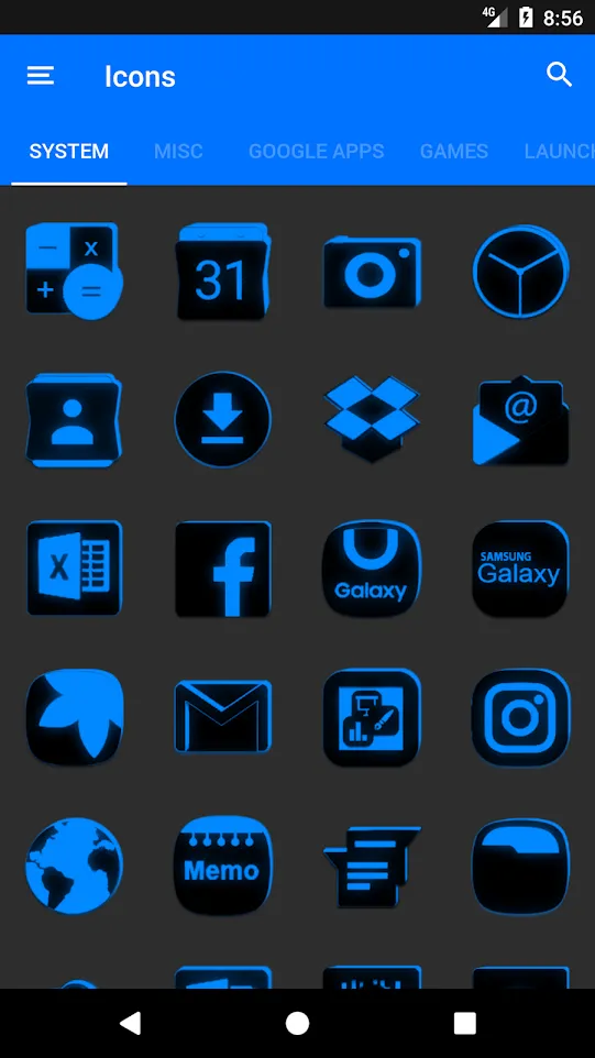 Flat Black and Blue Icon Pack | Indus Appstore | Screenshot