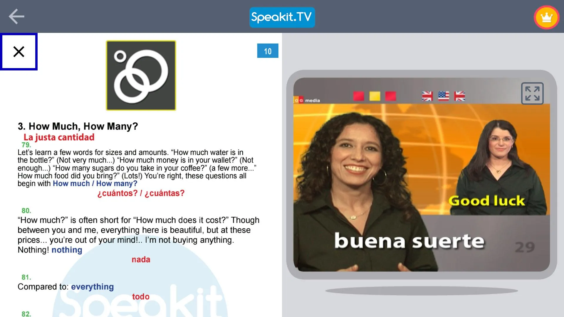 Spanish | Speakit.tv | Indus Appstore | Screenshot