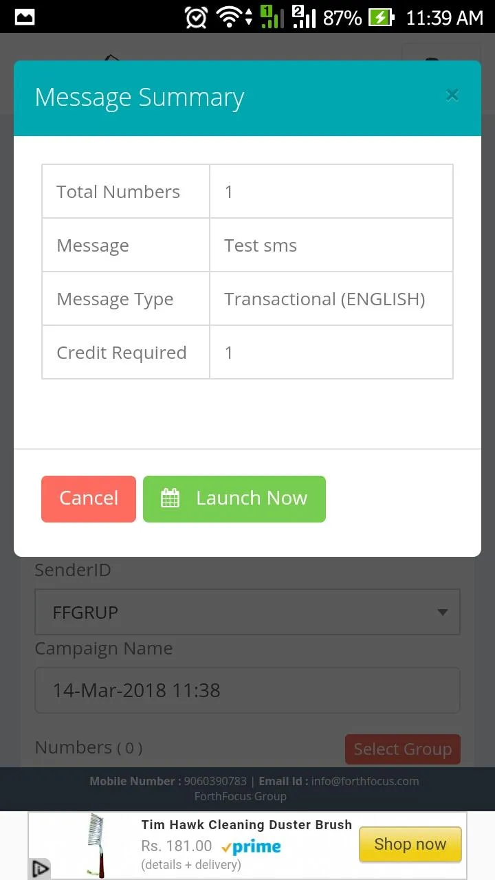 ForthFocus BULK SMS | Indus Appstore | Screenshot