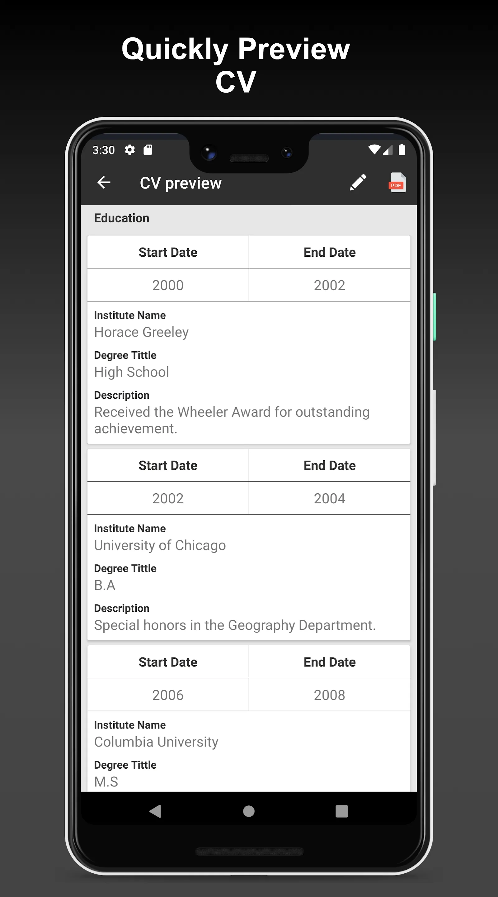 Professional CV Maker PDF | Indus Appstore | Screenshot