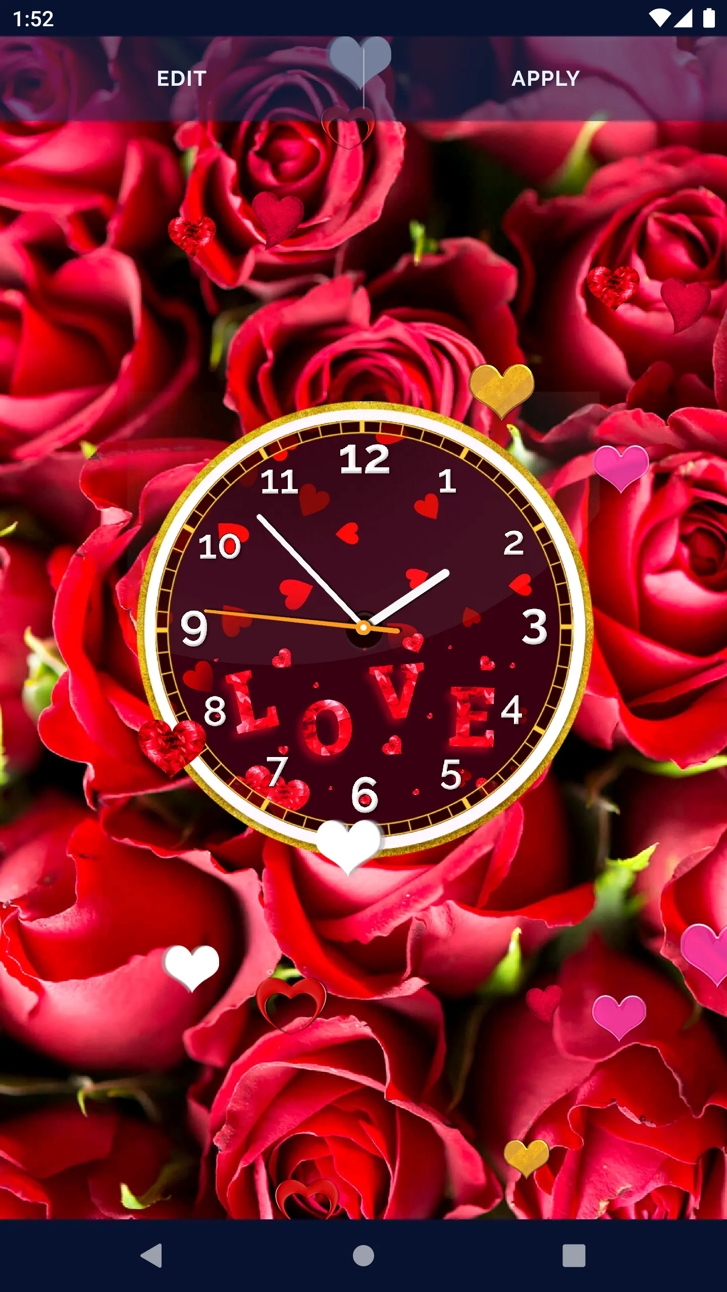 Love Hearts Clock Wallpaper | Indus Appstore | Screenshot