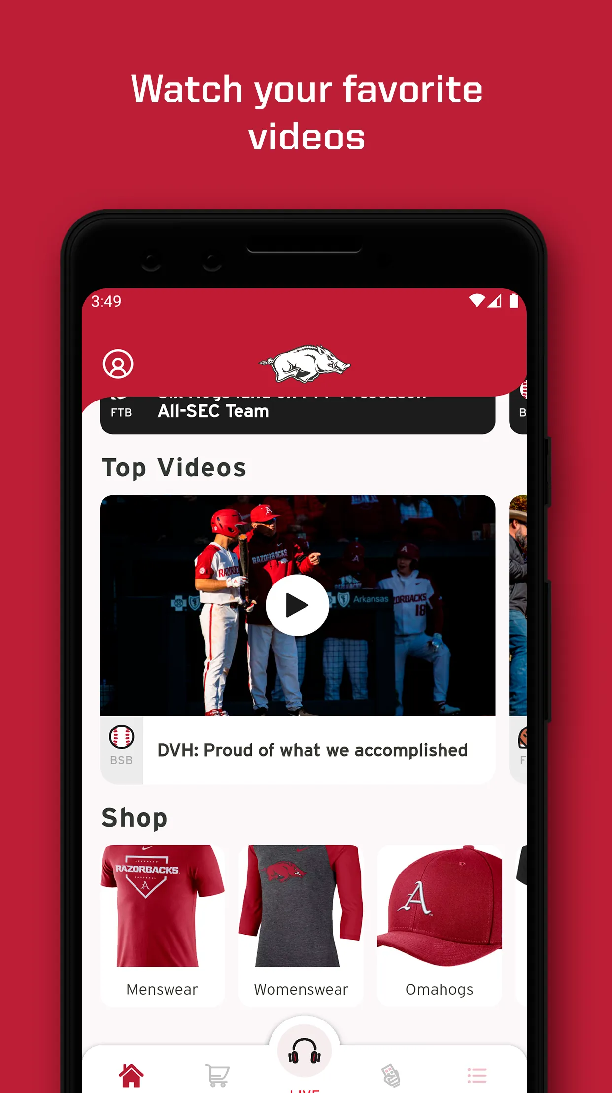 Arkansas Razorbacks | Indus Appstore | Screenshot