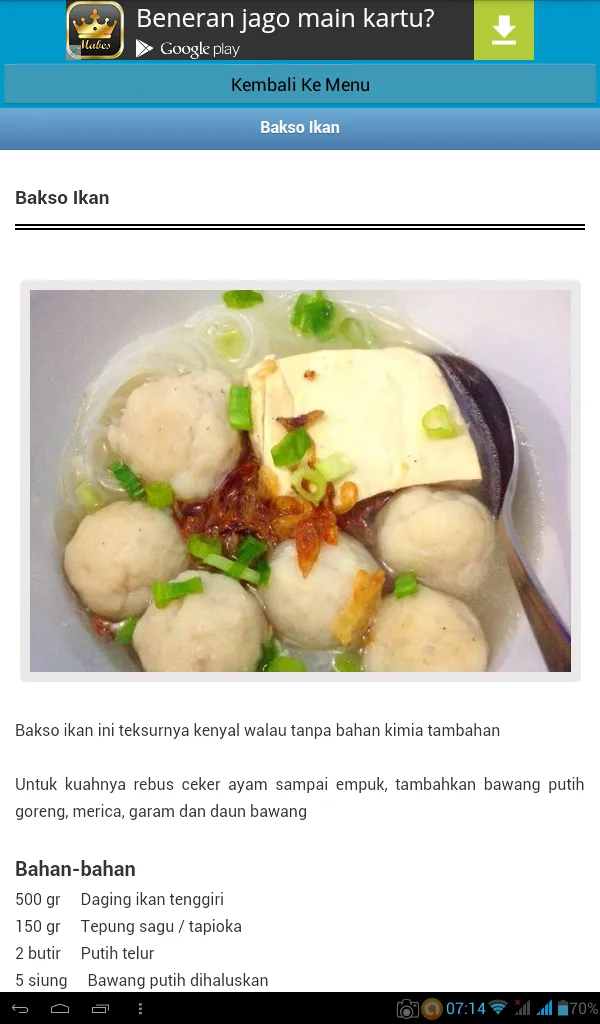 Kumpulan Resep Bakso | Indus Appstore | Screenshot