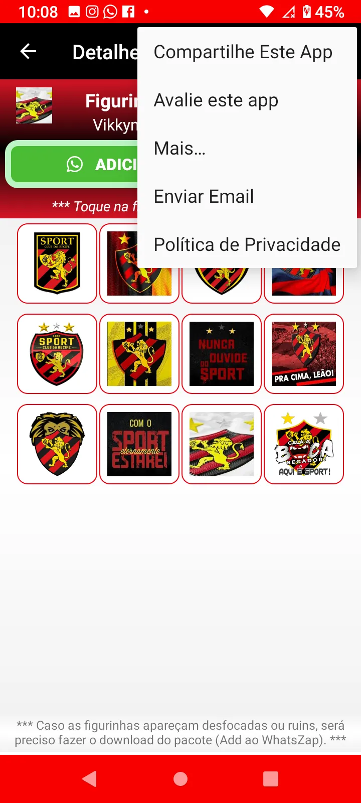 Figurinhas do Sport RE | Indus Appstore | Screenshot