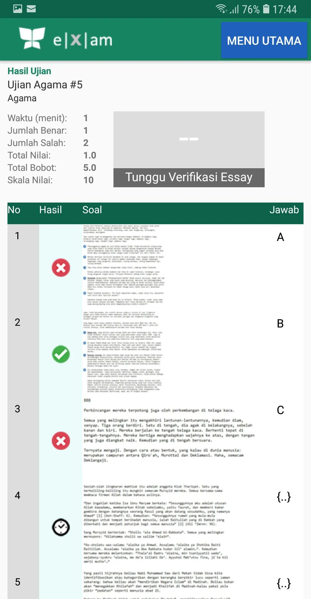 JIBAS Computer Based Exam | Indus Appstore | Screenshot