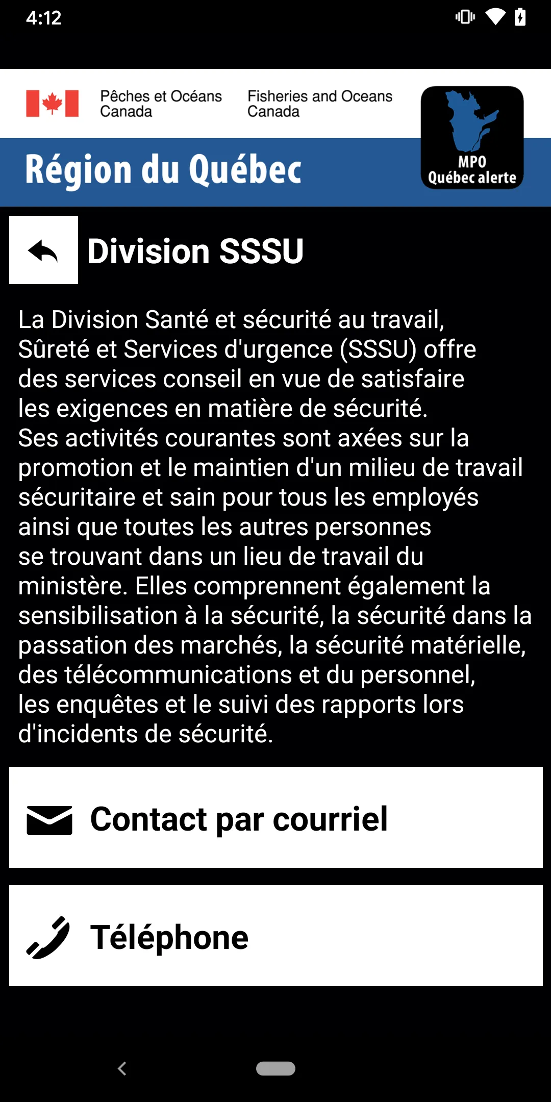 MPO Québec alerte | Indus Appstore | Screenshot