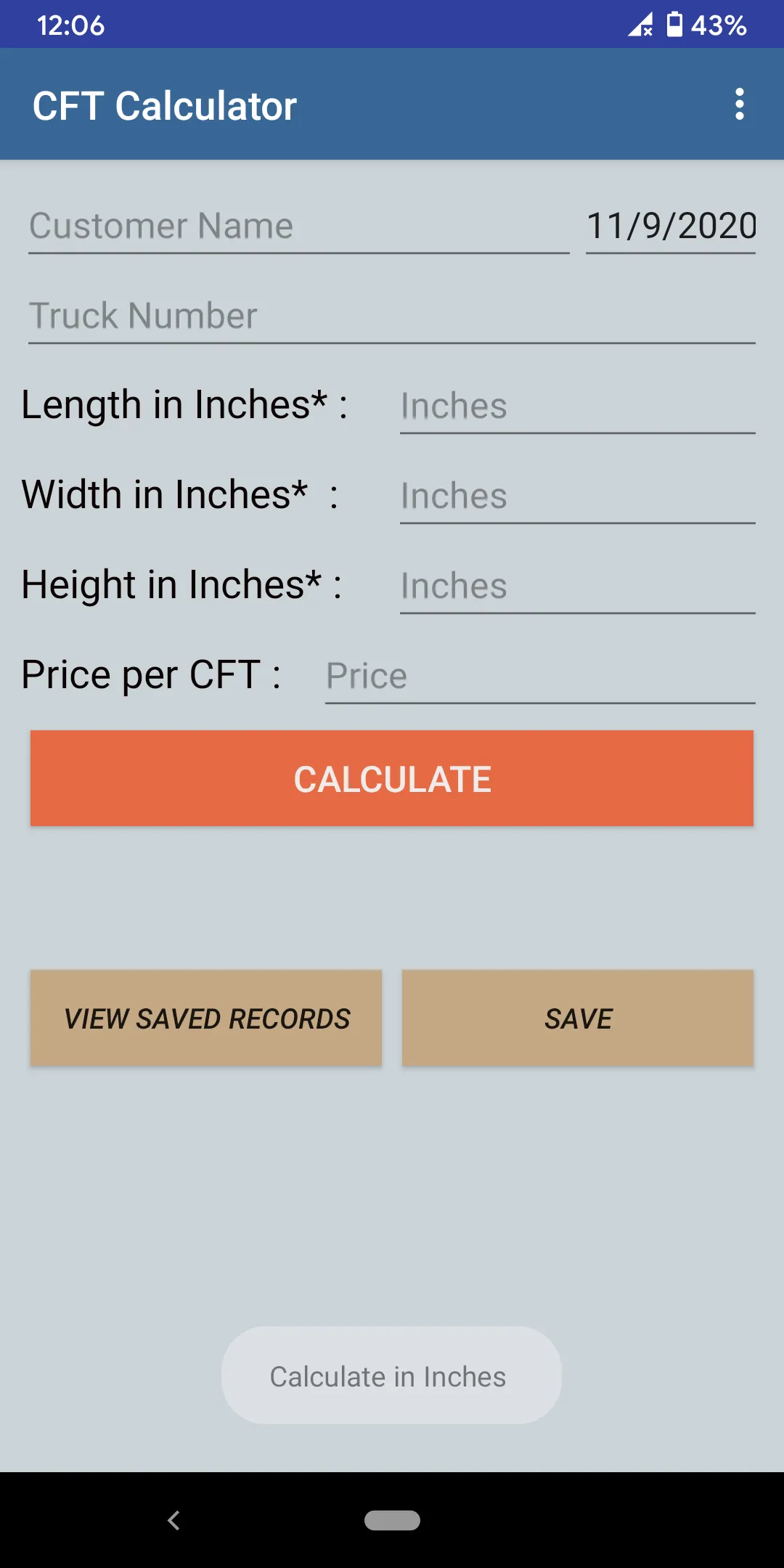 CFT calculator - cubic feet | Indus Appstore | Screenshot