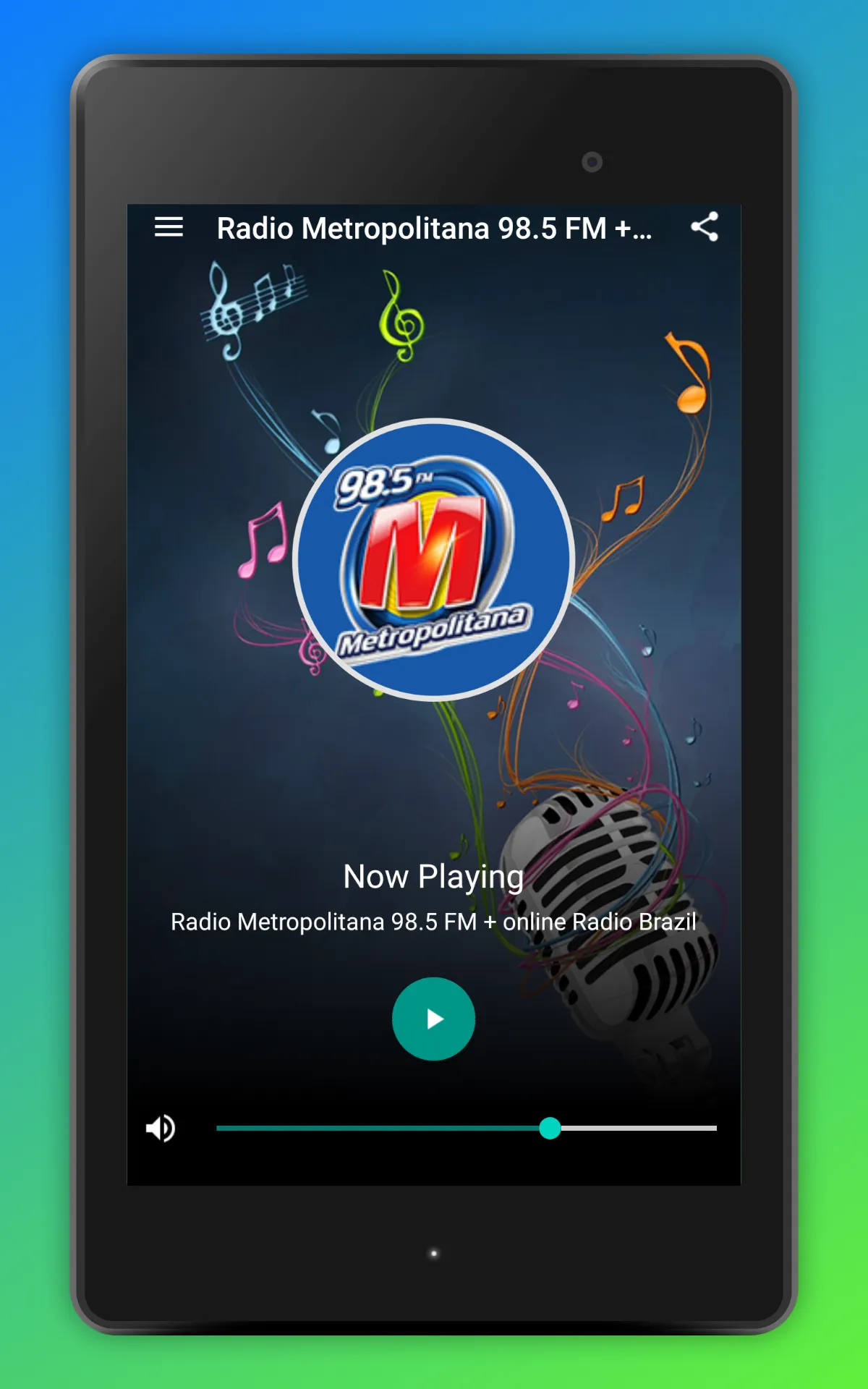 Radio Metropolitana FM 98.5 SP | Indus Appstore | Screenshot