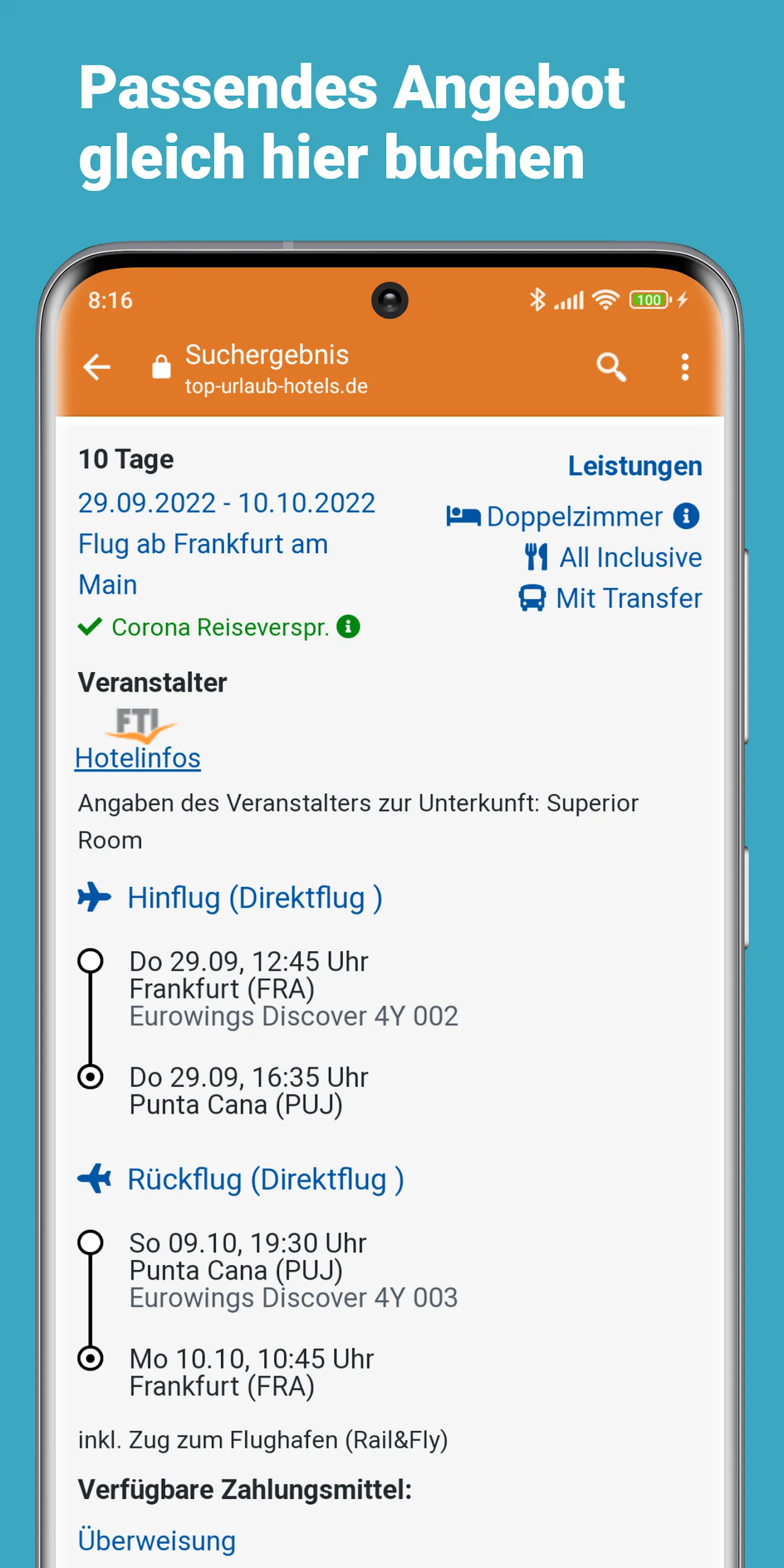 Pauschalreisen, Hotels & FeWo | Indus Appstore | Screenshot