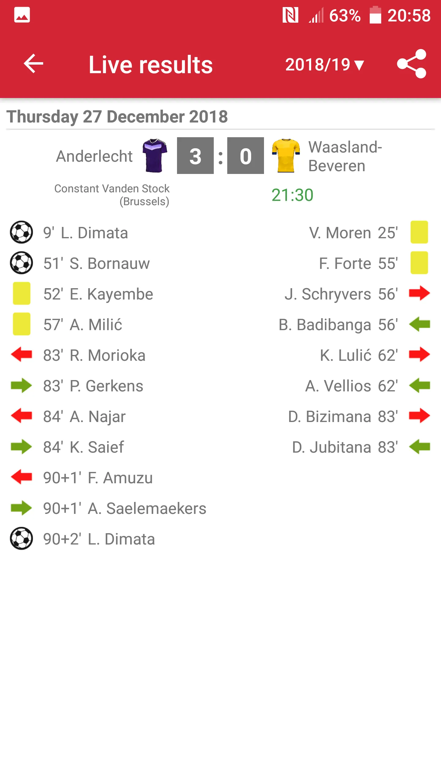 Live Scores Jupiler Pro League | Indus Appstore | Screenshot