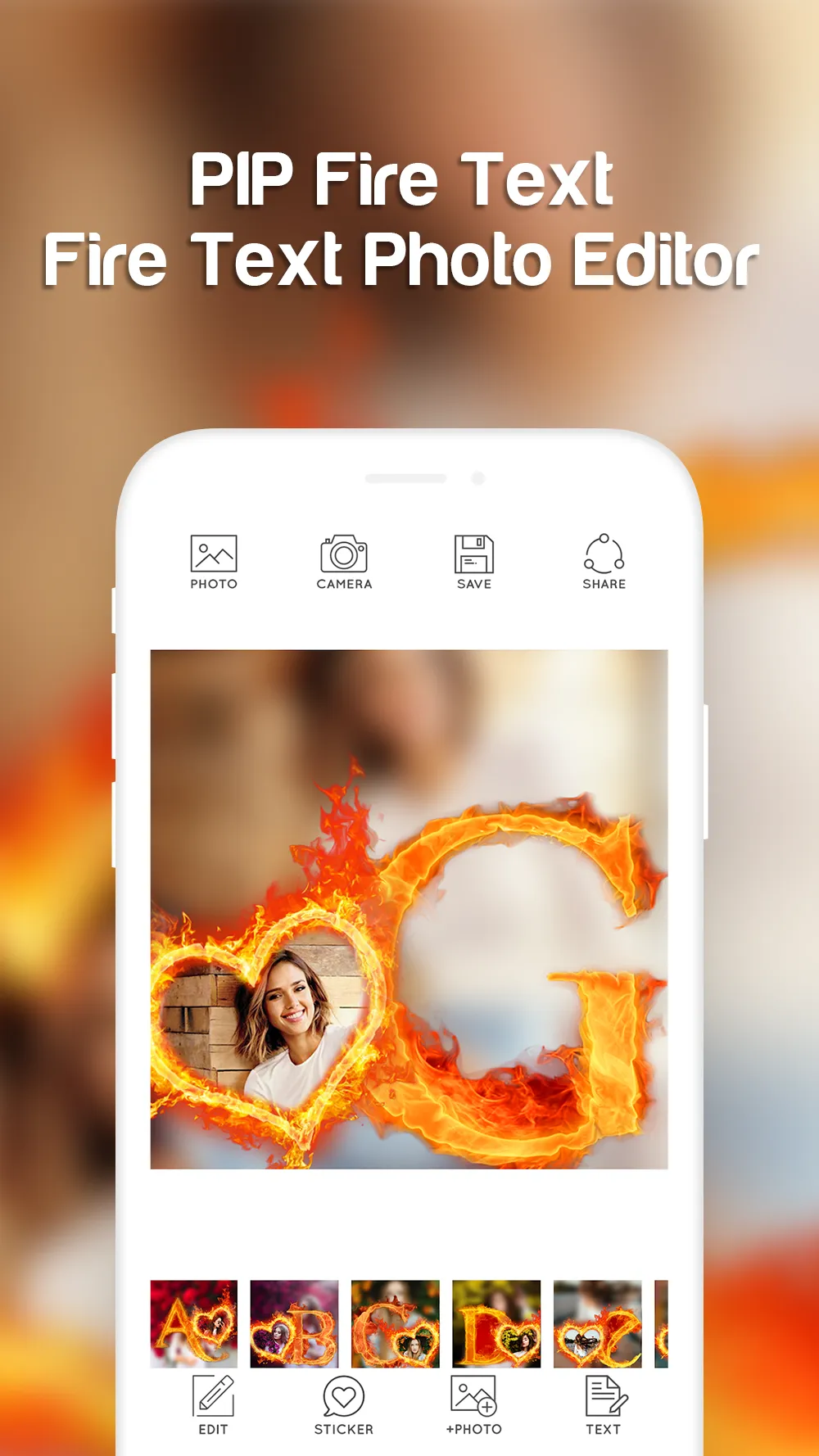 Fire Text Photo Frame | Indus Appstore | Screenshot