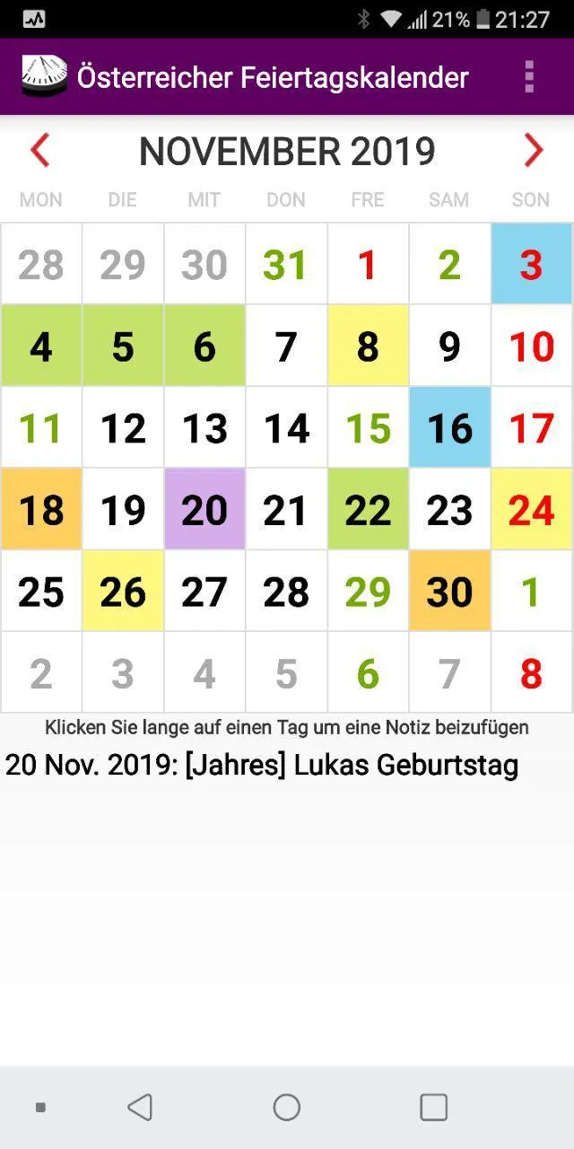 Kalender 2023 Österreich | Indus Appstore | Screenshot