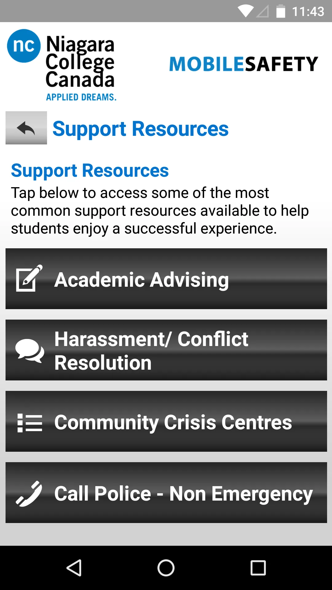 Niagara College Mobile Safety | Indus Appstore | Screenshot