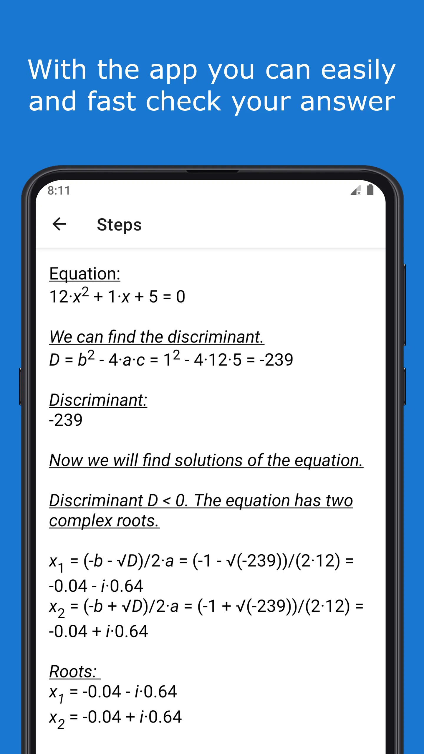 Quadratic Equation Solver | Indus Appstore | Screenshot