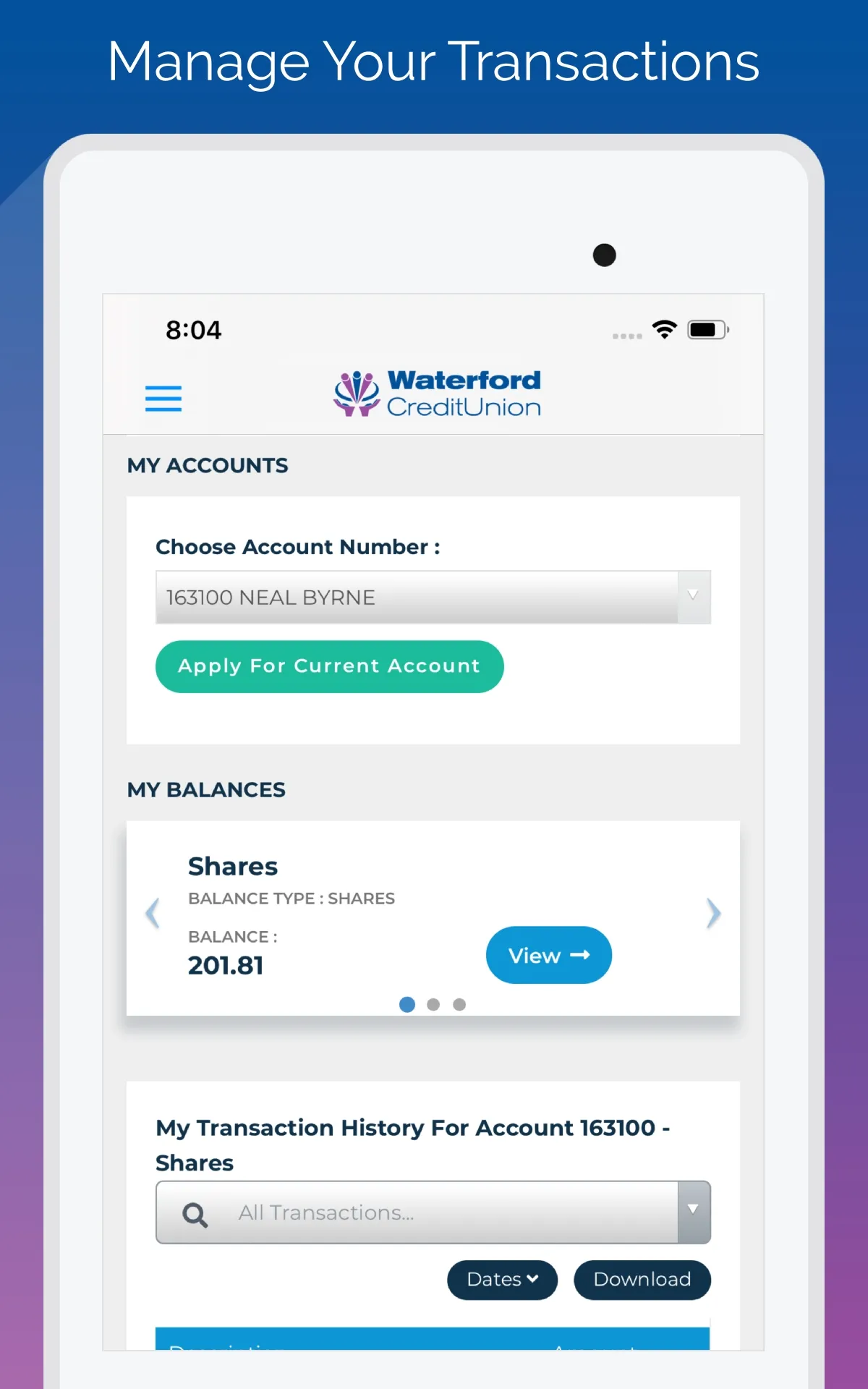 Waterford Credit Union | Indus Appstore | Screenshot