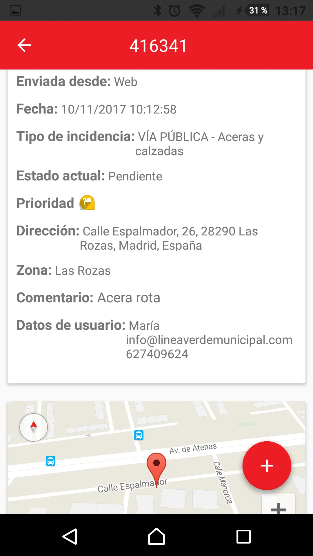 LiVe Gestión de incidencias | Indus Appstore | Screenshot