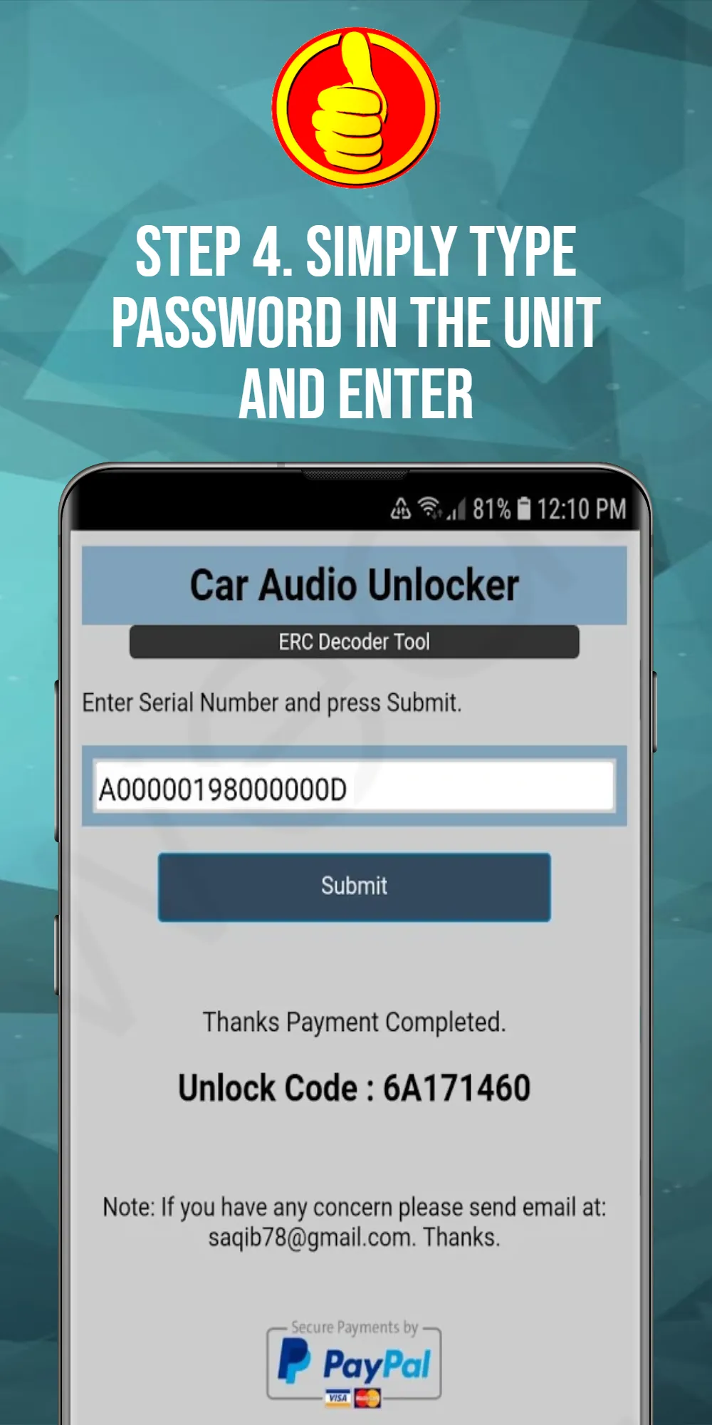 ERC Car Audio/NAVI Unlocker | Indus Appstore | Screenshot