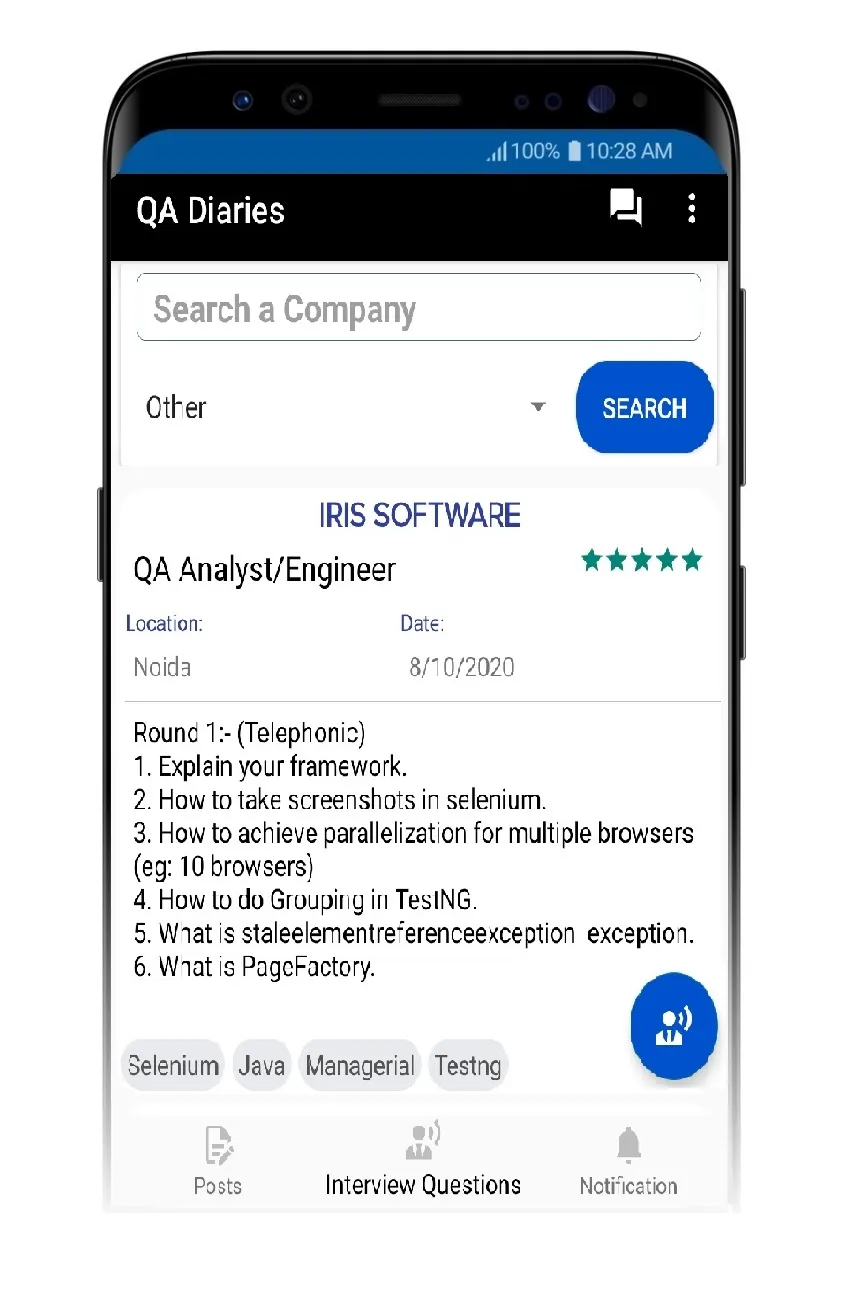 QA Diaries: Add Interview Ques | Indus Appstore | Screenshot