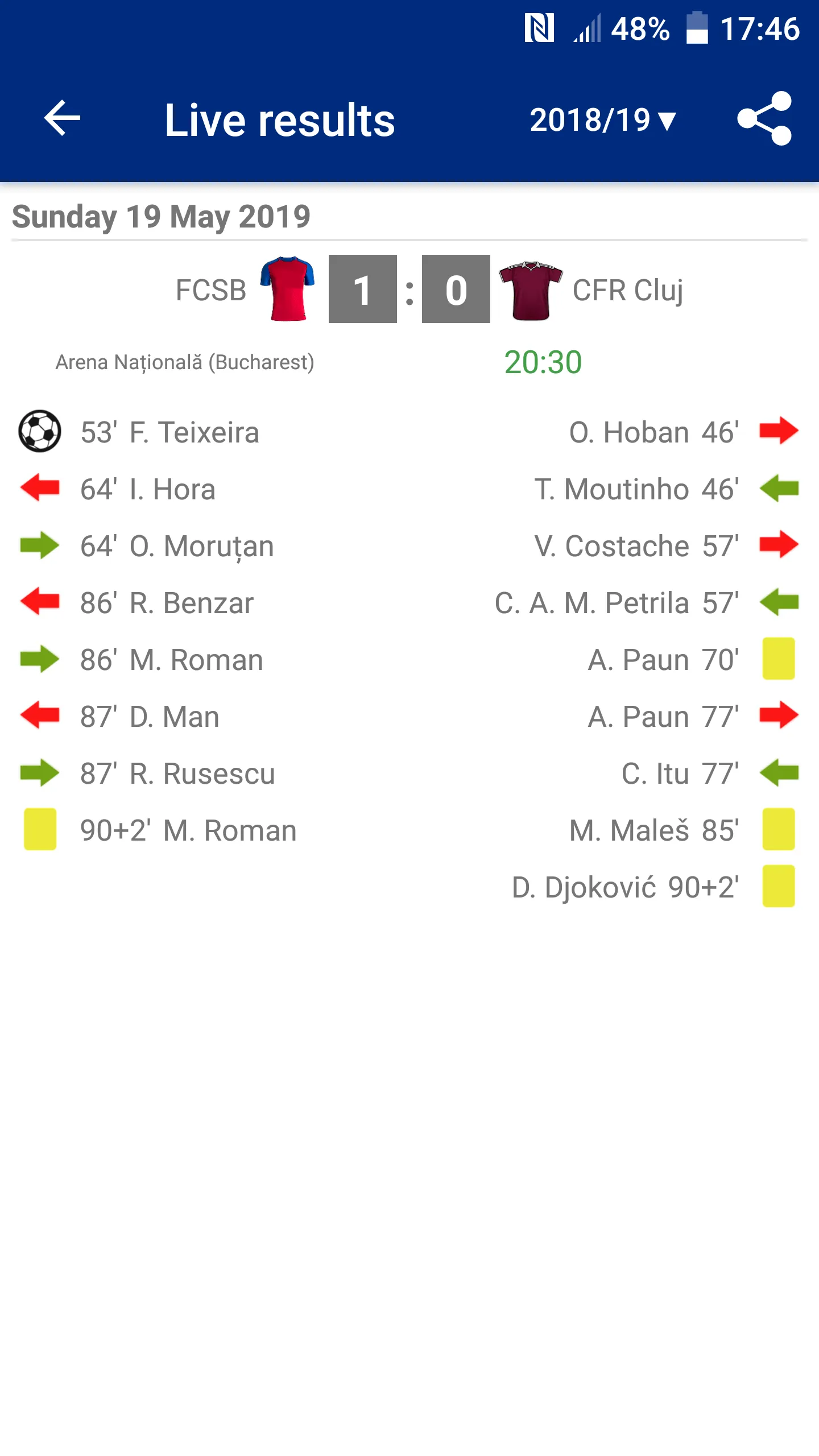 Live Scores for Liga 1 Romania | Indus Appstore | Screenshot