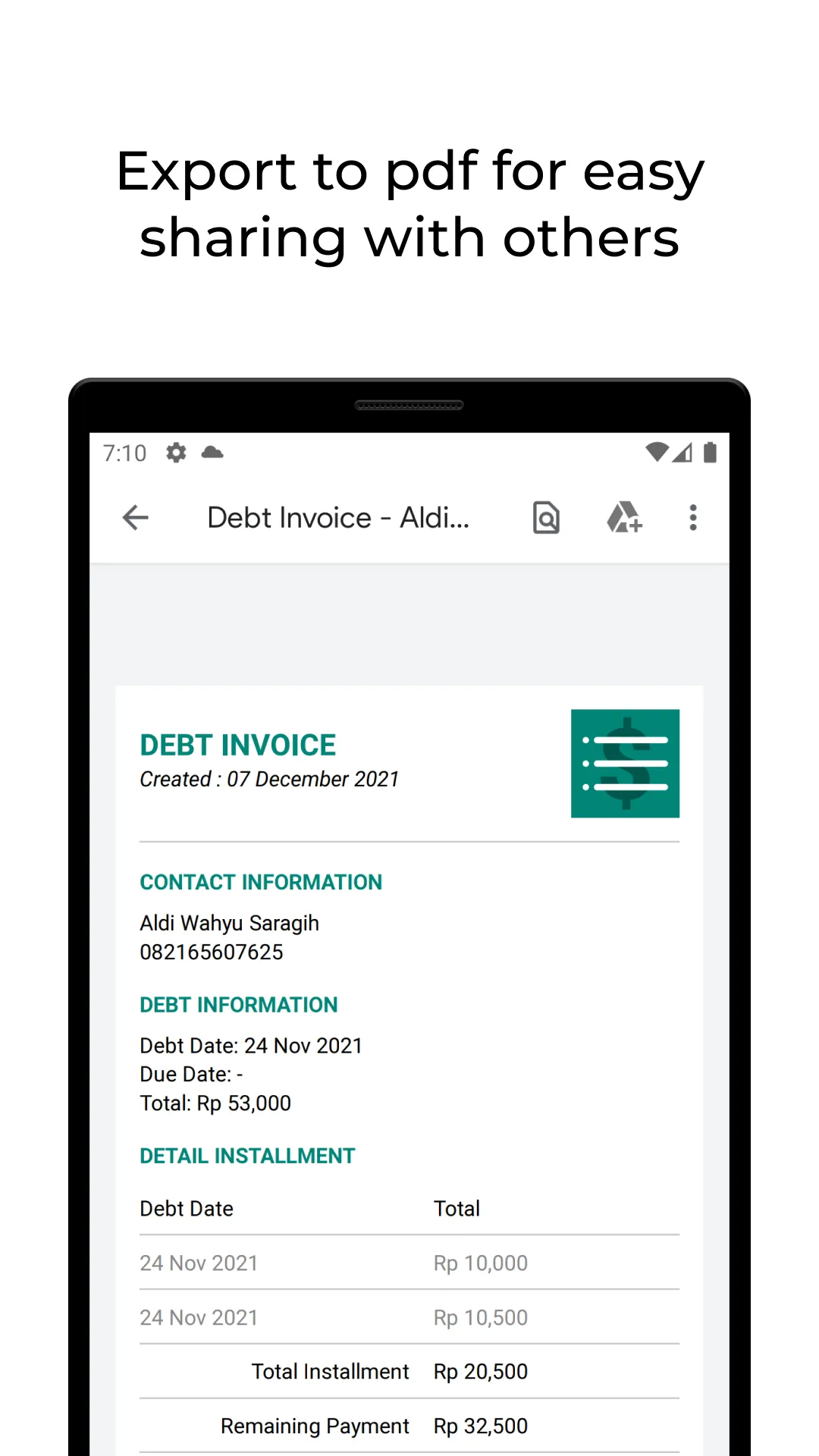 Debt - Personal Debt Recording | Indus Appstore | Screenshot