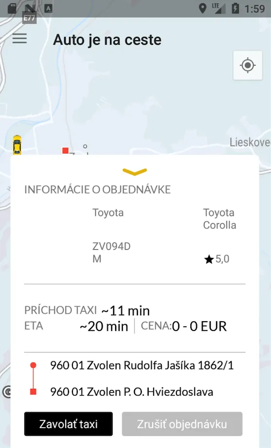 Vip Taxi Zvolen | Indus Appstore | Screenshot