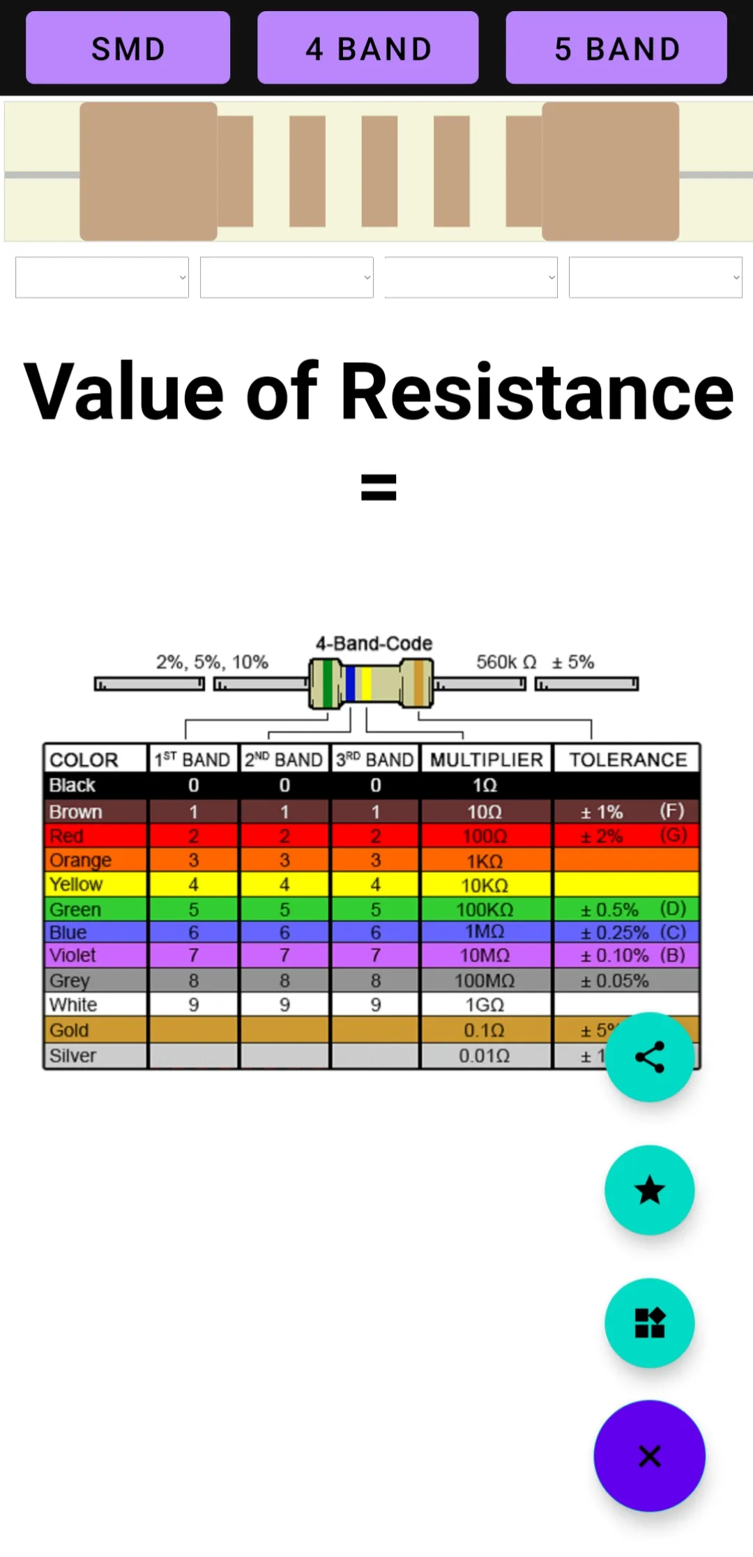 Resistor Value Finder 2.1 | Indus Appstore | Screenshot