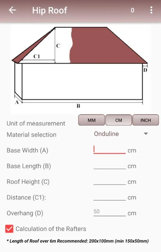 Calculation of the roof | Indus Appstore | Screenshot