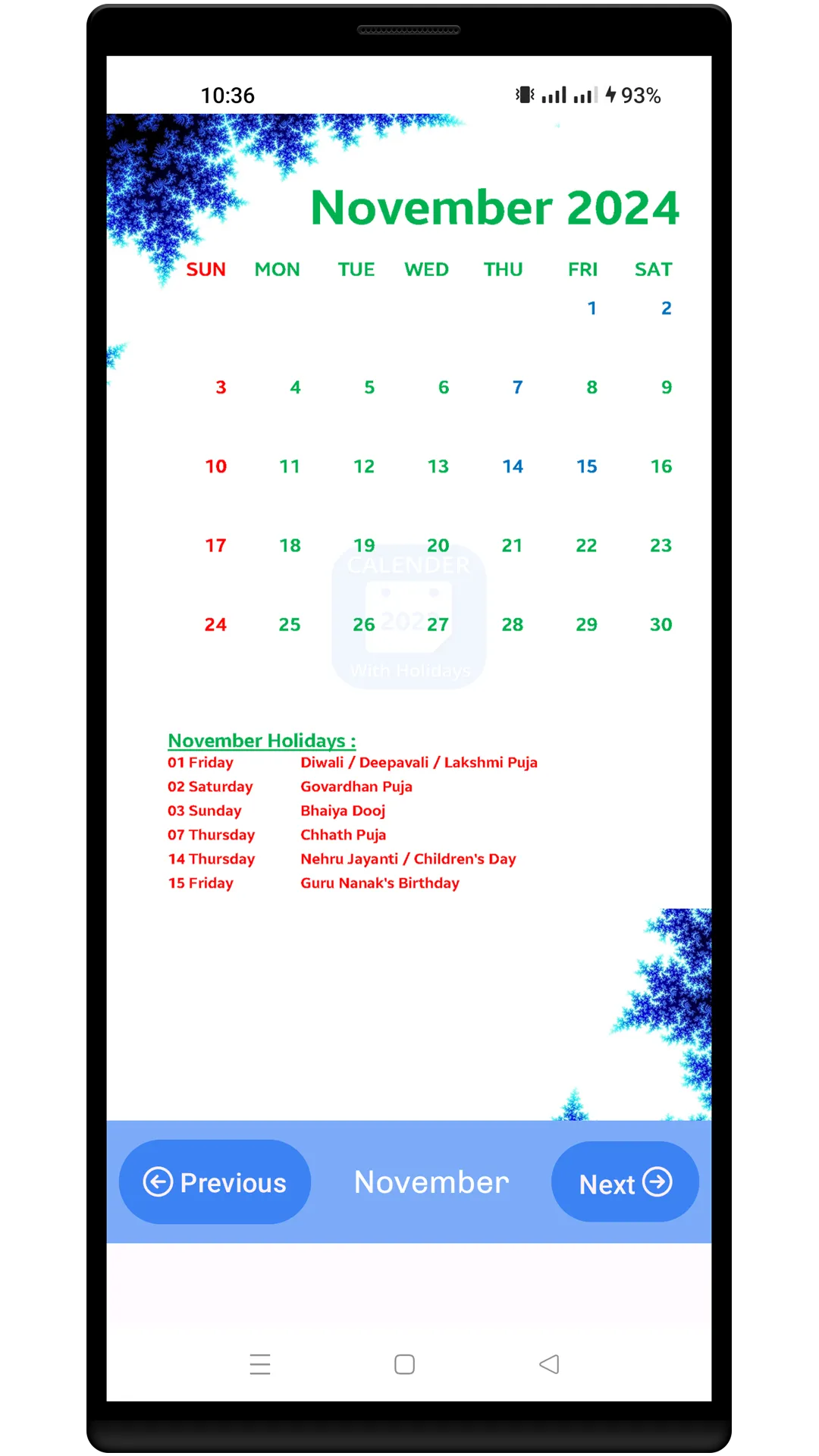 Calendar 2024 & Holidays | Indus Appstore | Screenshot