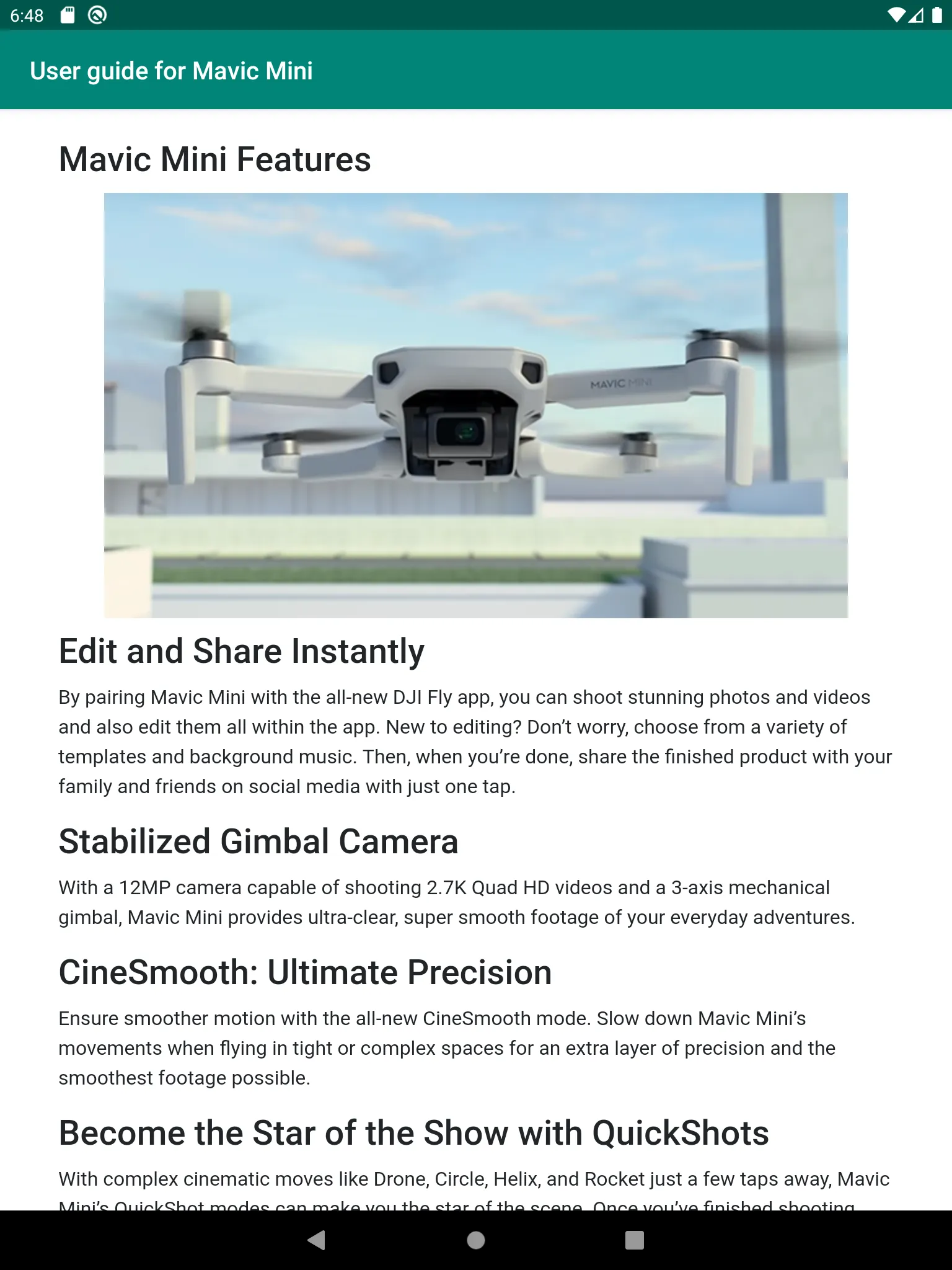 User guide for Mavic Mini | Indus Appstore | Screenshot