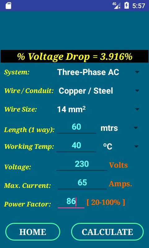 PEC Conductor Size Calculator | Indus Appstore | Screenshot