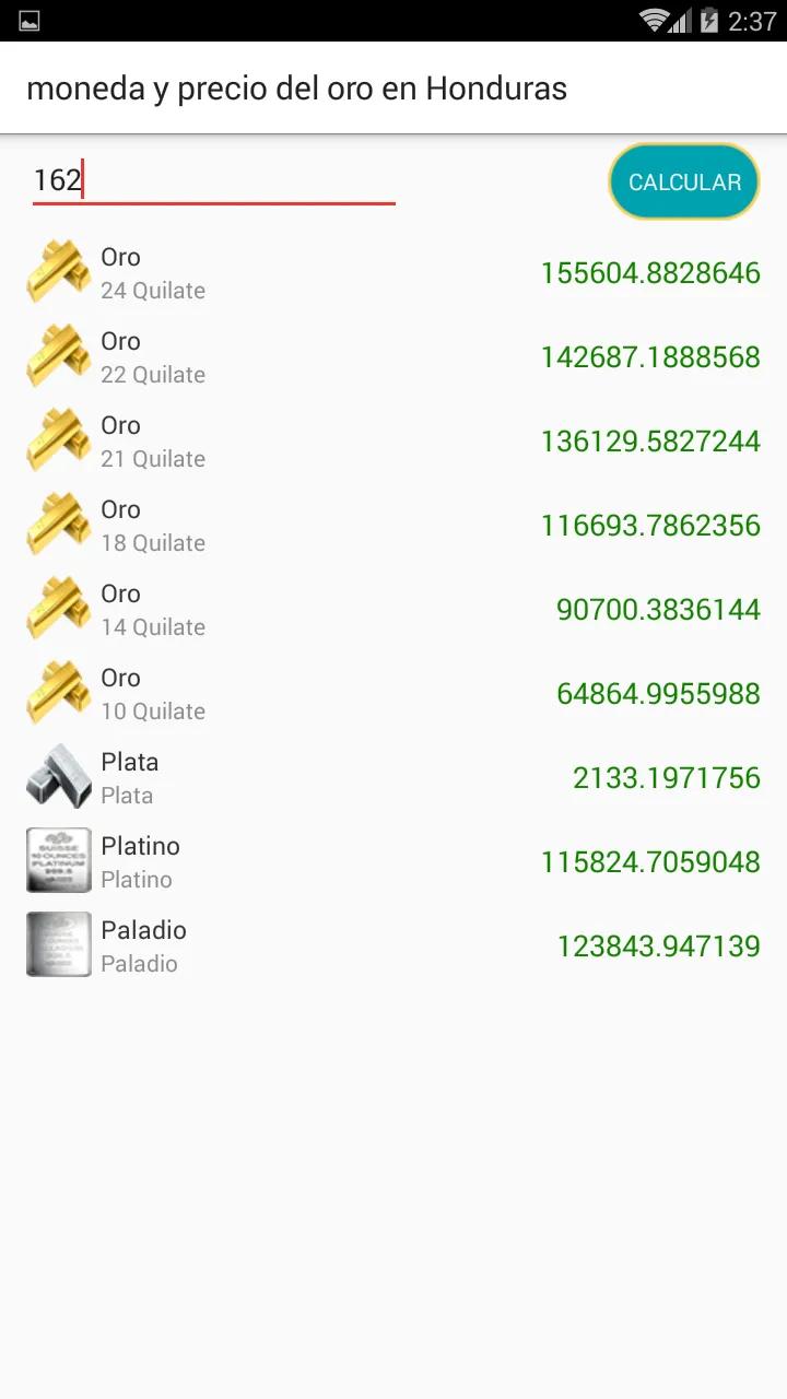 Moneda y precio del oro en Hon | Indus Appstore | Screenshot