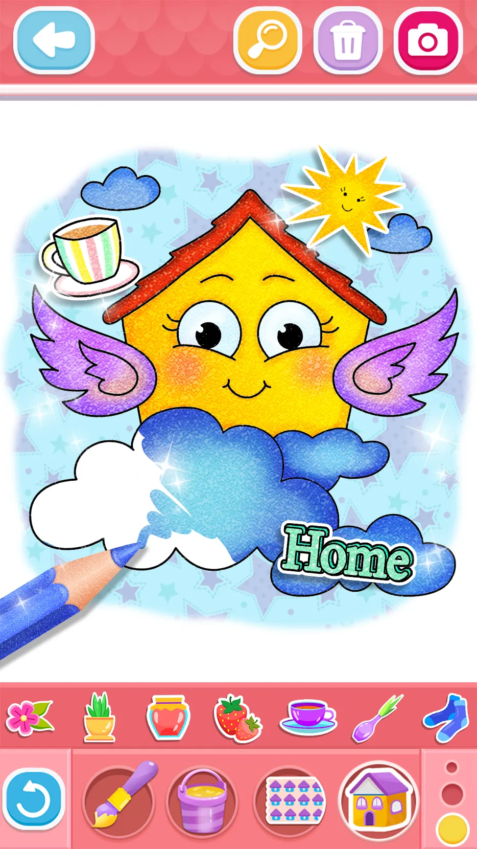 Glitter House coloring for kid | Indus Appstore | Screenshot