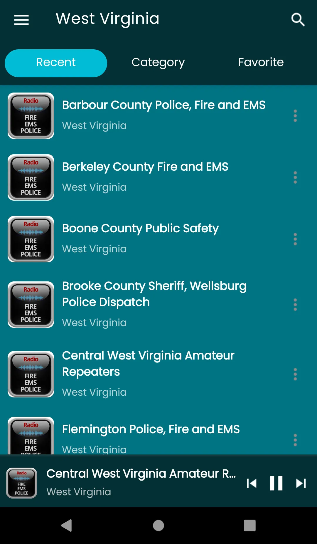 West Virginia scanner radios | Indus Appstore | Screenshot