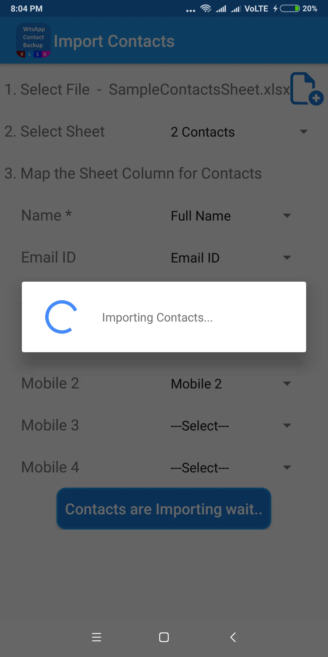 Backup Contacts To Excel For W | Indus Appstore | Screenshot