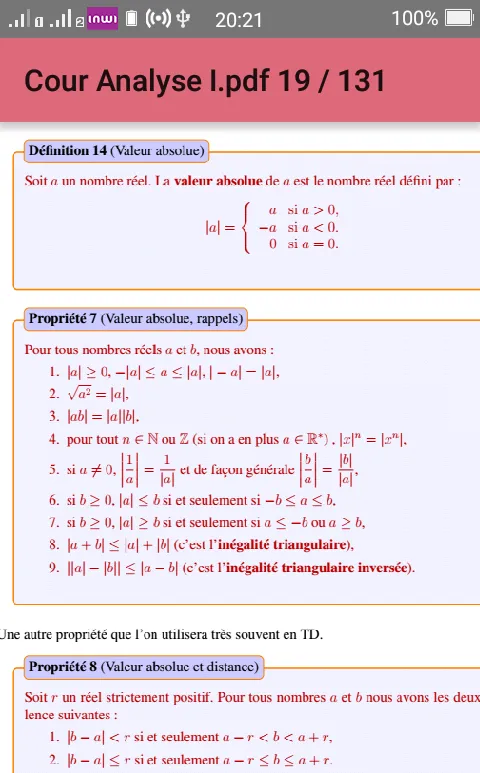 Maths : Cours d’analyse I | Indus Appstore | Screenshot