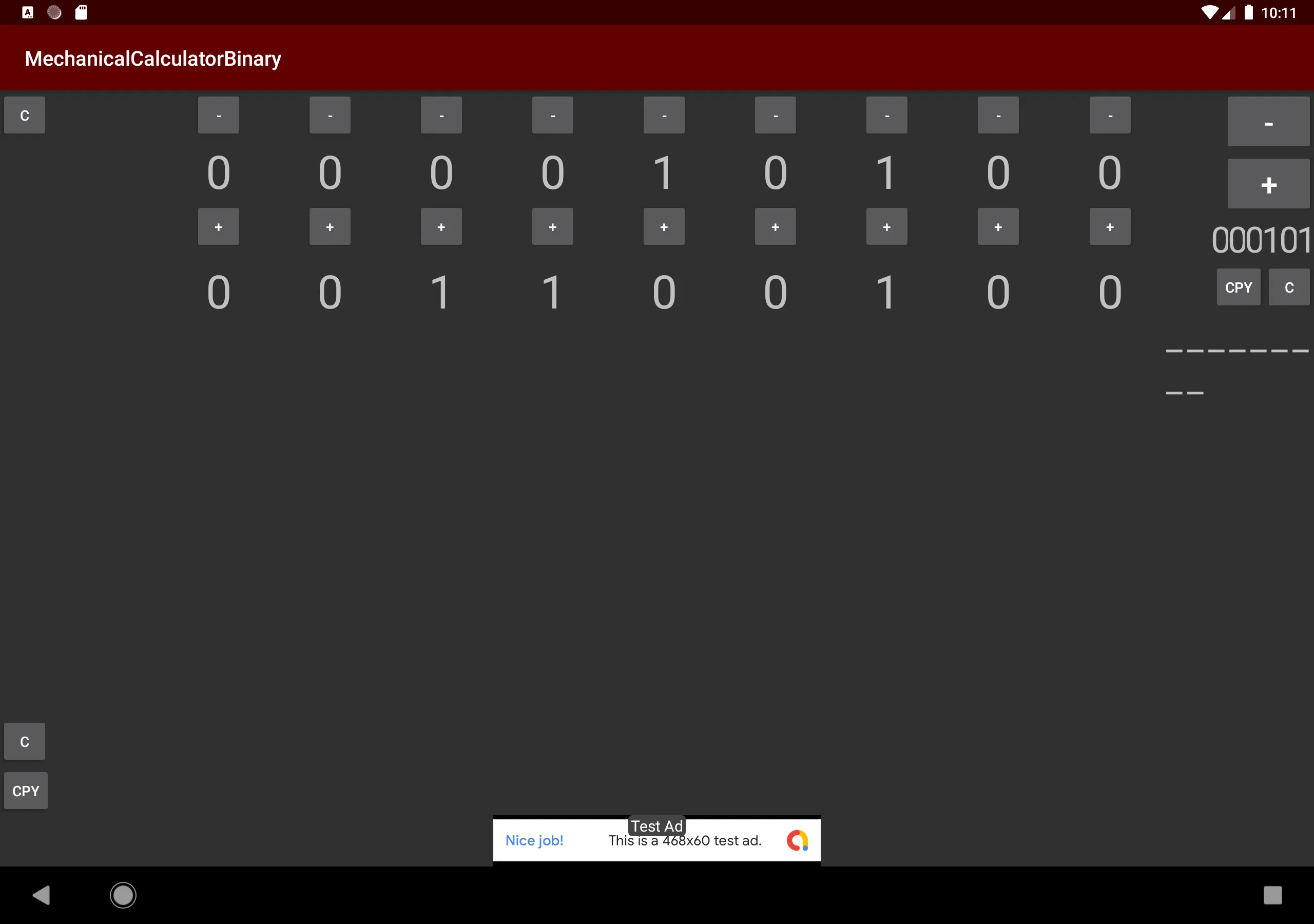 Mechanical Calculator (Binary) | Indus Appstore | Screenshot