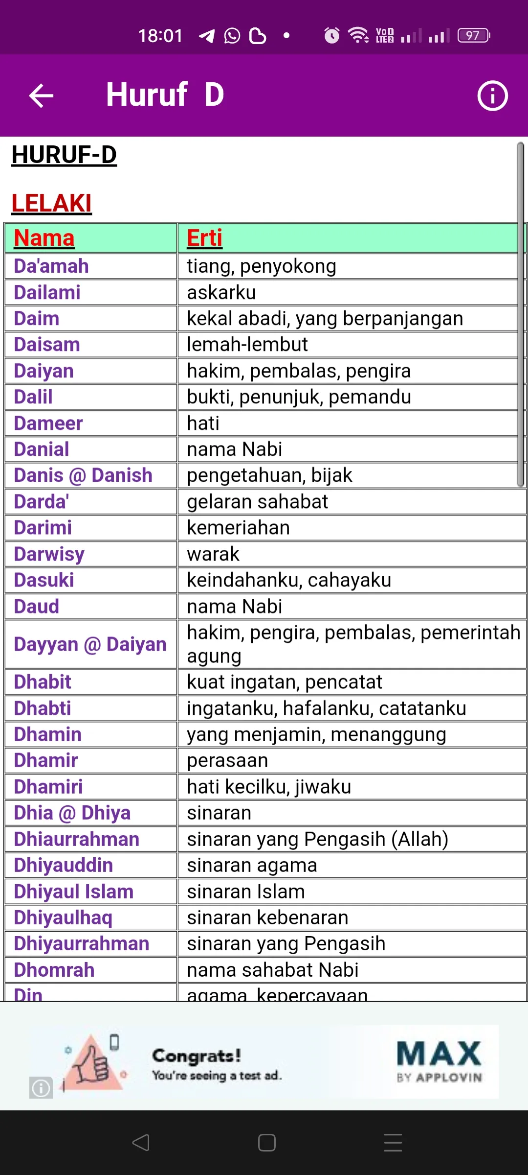 Nama-Nama Indah Bayi Muslim | Indus Appstore | Screenshot