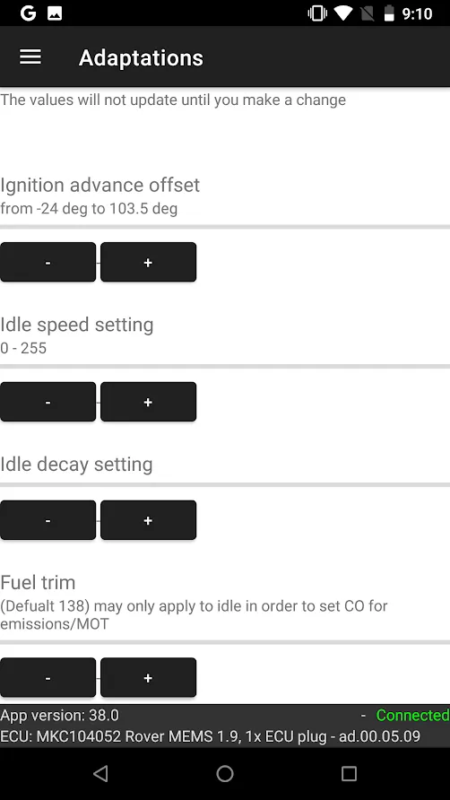 Rover MEMS ECU Diagnostic | Indus Appstore | Screenshot