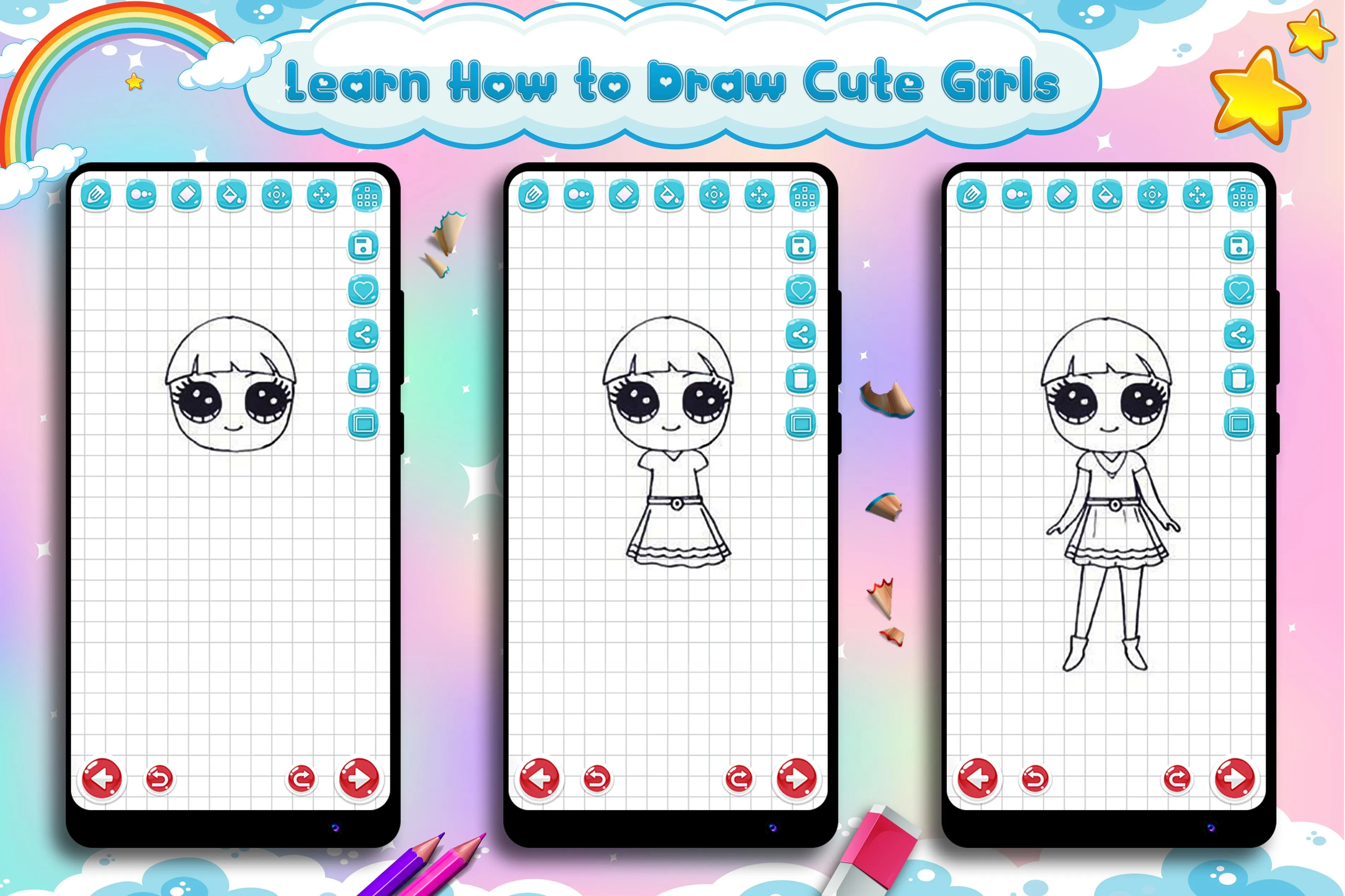 Learn to Draw Cute Girls | Indus Appstore | Screenshot