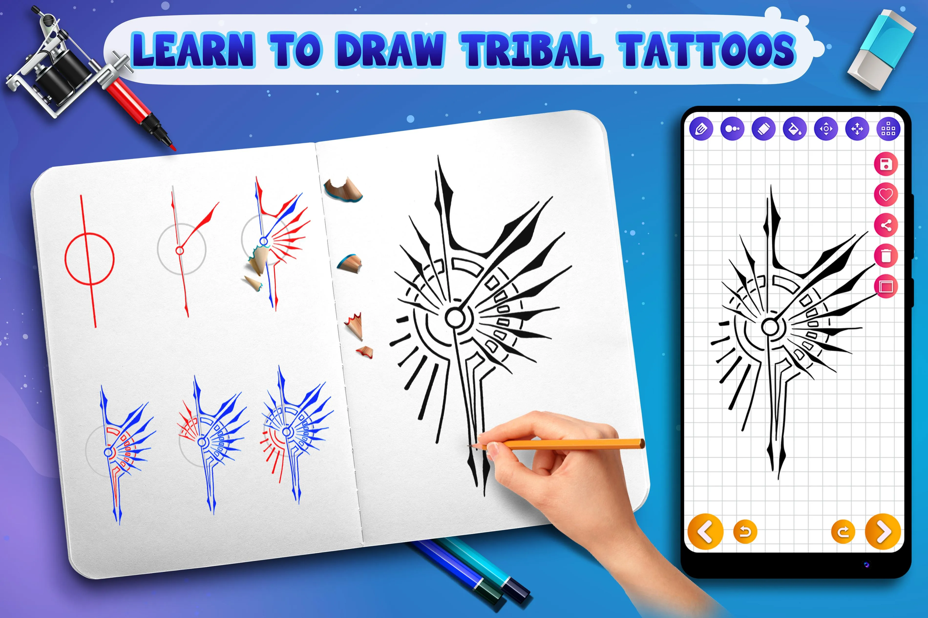 Learn to Draw Tribal Tattoos | Indus Appstore | Screenshot