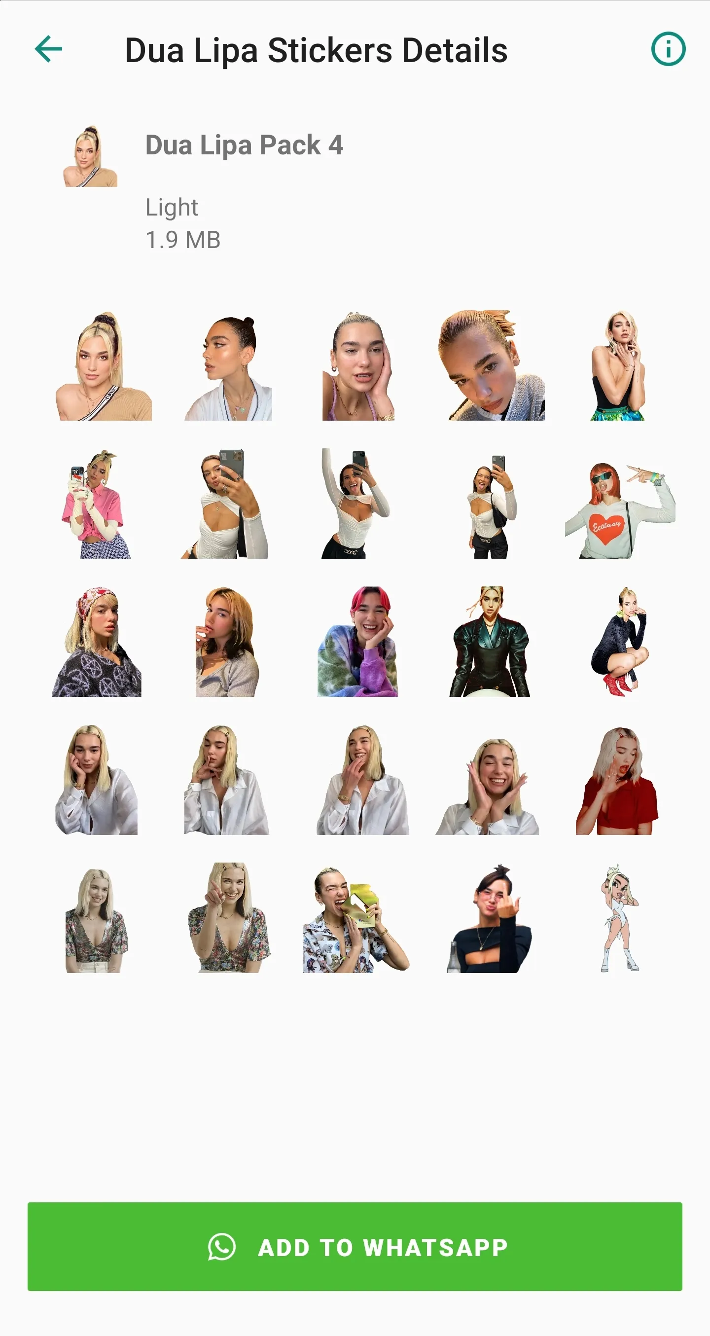 Dua Lipa Stickers App | Indus Appstore | Screenshot